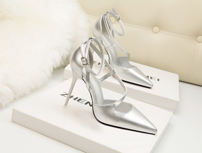 Asmxing 9CM PU Hollow Sidecut High Stiletto Dress Wedding Party Elegant Heeled Sandals