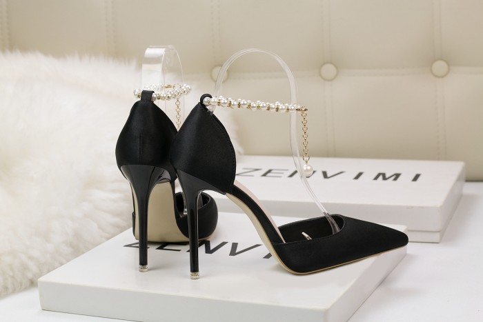 Asmxing Sweet Shallow Pointed Sidecut Dress Elegant Heeled Sandals