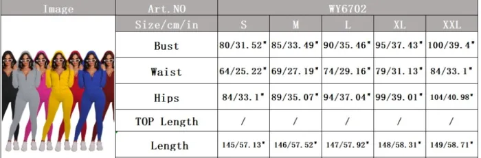 Autumn Sports Fitness Solid Plain Zip Up Hoodie Jumpsuit