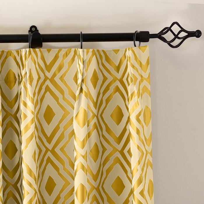 Dust Proof Blackout Pinch Pleated Jacquard Window Curtain Two-Toned Damask Diamond with Blackout Lined NINA