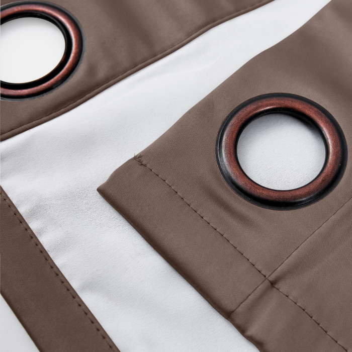 Polyester Cotton Silk Curtain Drape Panel in Antique Bronze Grommet with Blackout Lined LHZ