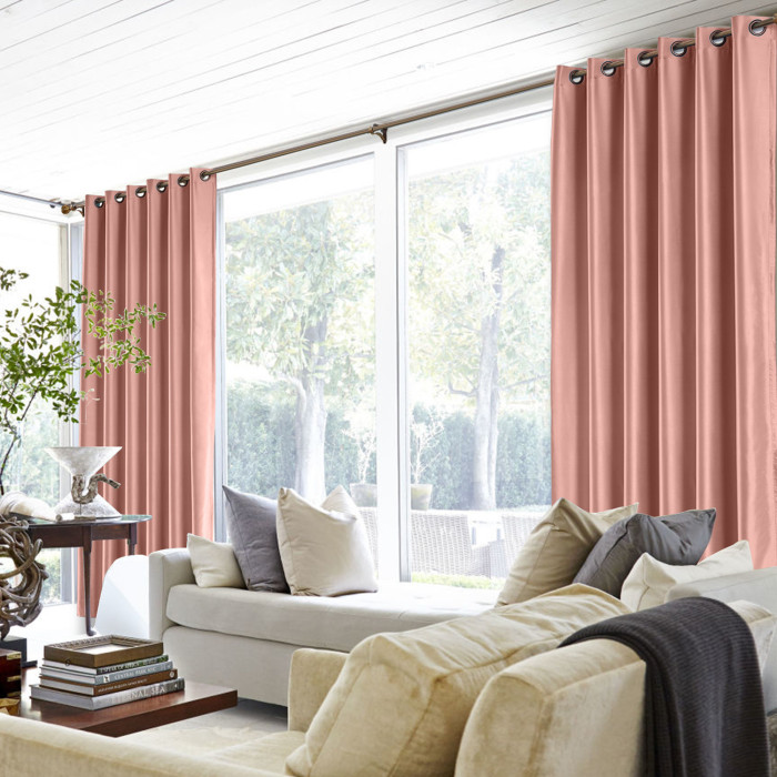 Polyester Cotton Silk Curtain Drape Panel in Antique Bronze Grommet with Blackout Lined LHZ