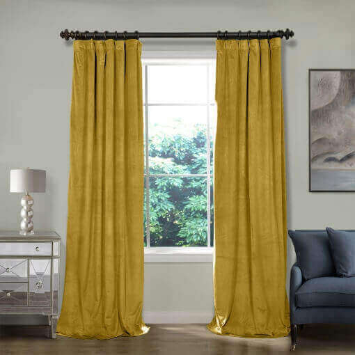 Flat Hook Velvet Curtain Drape with Blackout Lined For Track with Ring Clip or Traverse Rod and Rod with Rings Birkin