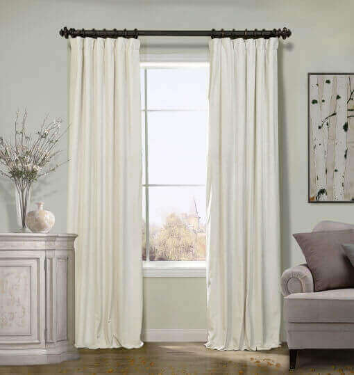 Flat Hook Velvet Curtain Drape with Blackout Lined For Track with Ring Clip or Traverse Rod and Rod with Rings Birkin