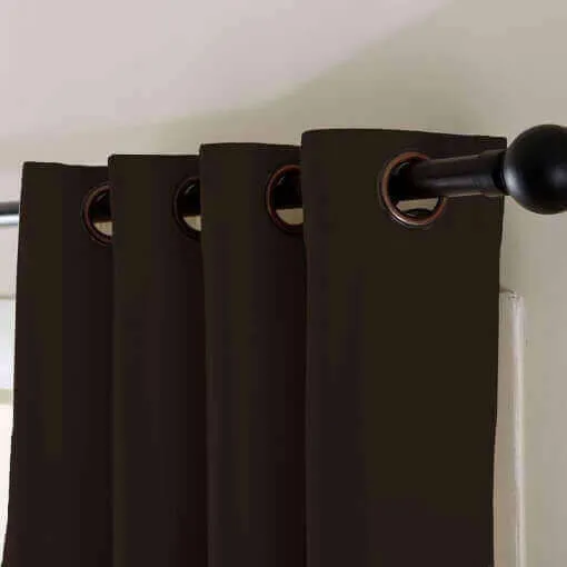 2 Toned Blackout Lined Pieced Patchwork Grommet Velvet Curtain BIRKIN