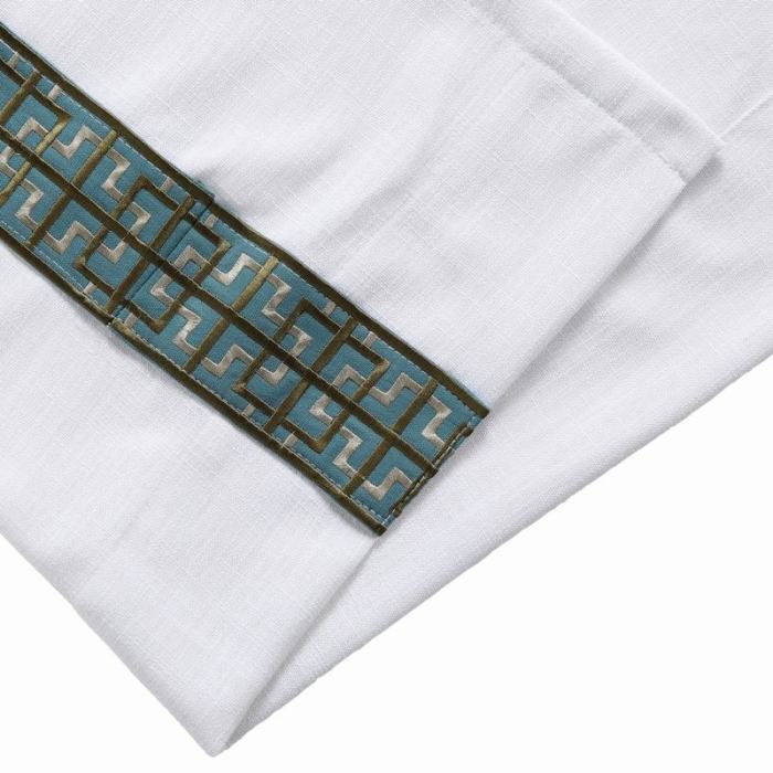 AMARA Polyester Linen Curtain Drapery With Decorative Trim Custom Sold Per Pair