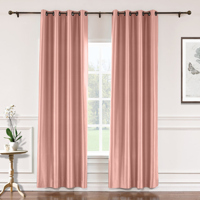 Polyester Cotton Silk Curtain Drape Panel in Antique Bronze Grommet with Blackout Lined LHZ