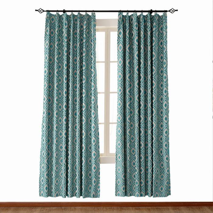 High Density Rhomboid Jacquard Drapery Dust Proof Two-Toned Damask Diamond Curtain NINA