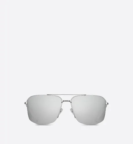 Dior180 Navigator Sunglasses in Silver-Finish Metal with Light Blue Lacquer