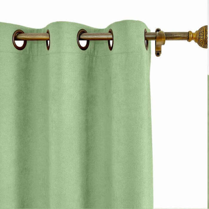 Antique Bronze Grommet Polyester Cotton Drapery With Blackout Lining Thermal Curtain Kantee