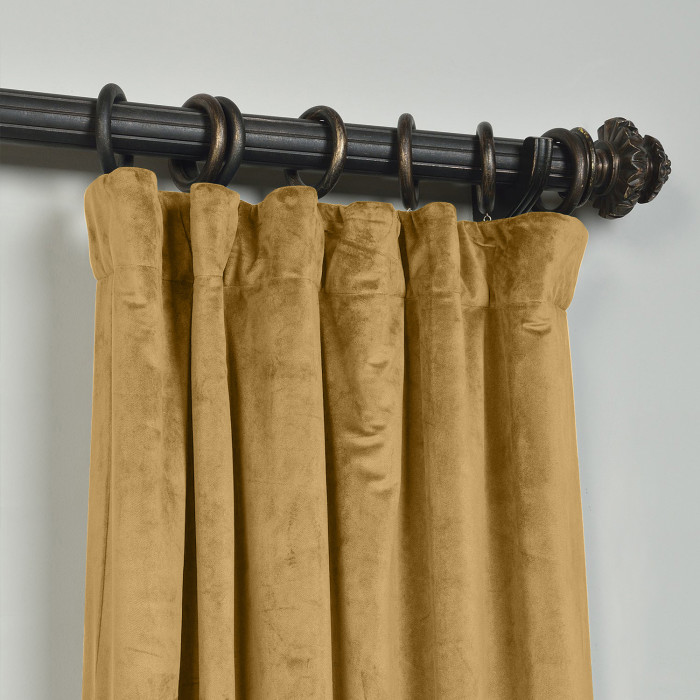 Flat Hook Velvet Curtain Drape with Blackout Lined For Track with Ring Clip or Traverse Rod and Rod with Rings Birkin