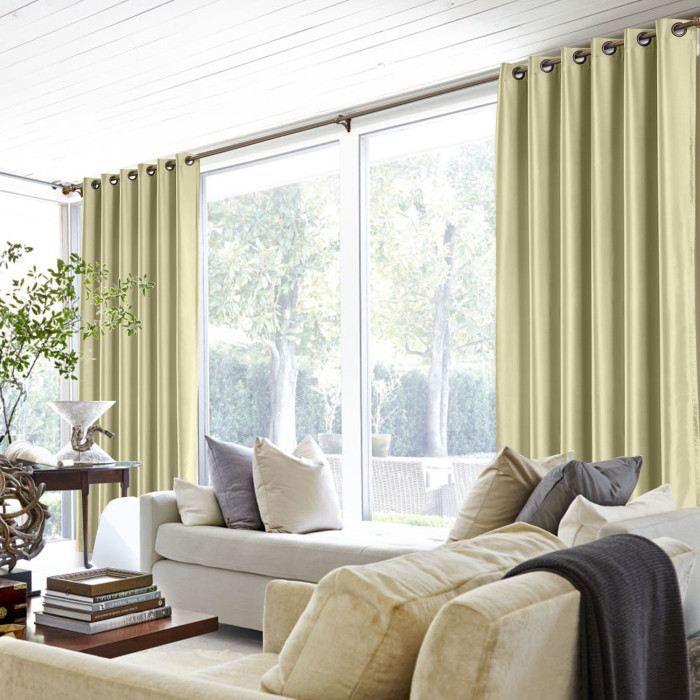 Polyester Cotton Silk Curtain Drape Panel in Antique Bronze Grommet with Blackout Lined LHZ