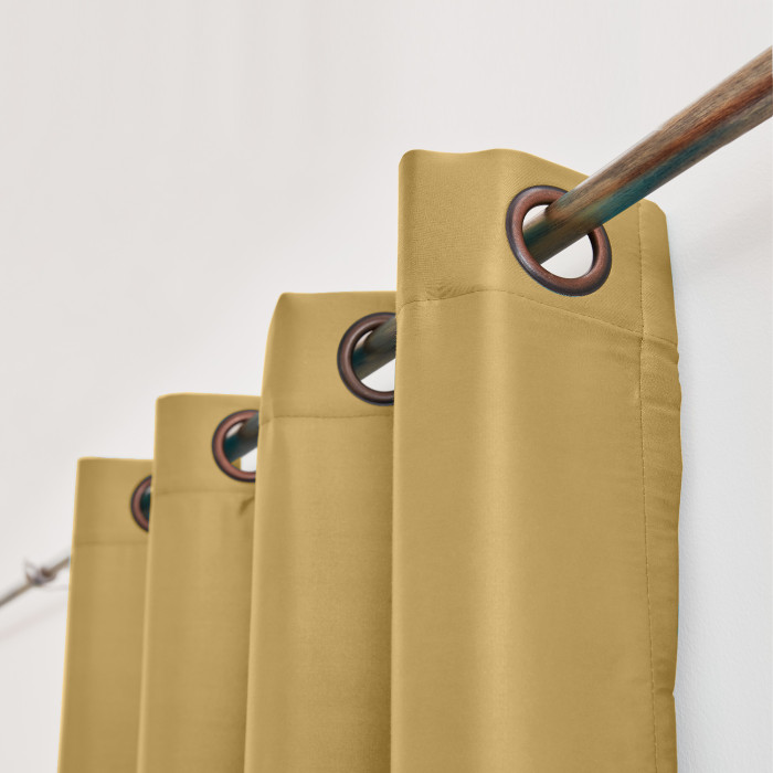 Polyester Cotton Silk Curtain Drape Panel in Antique Bronze Grommet with Blackout Lined LHZ