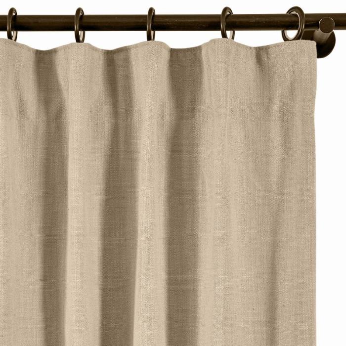 AMARA Polyester Linen Curtain Drapery With Decorative Trim Custom Sold Per Pair