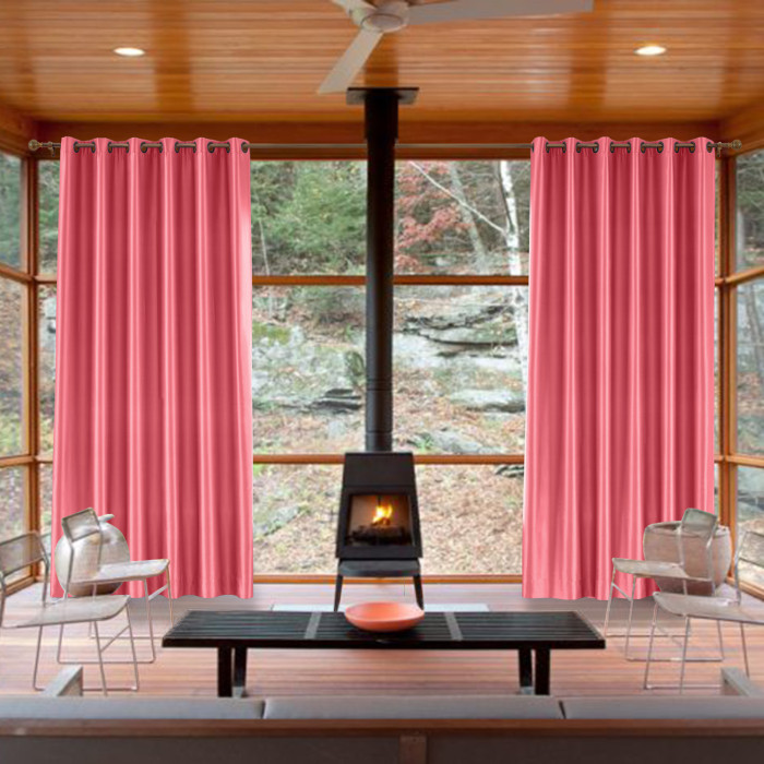 Polyester Cotton Silk Curtain Drape Panel in Antique Bronze Grommet with Blackout Lined LHZ