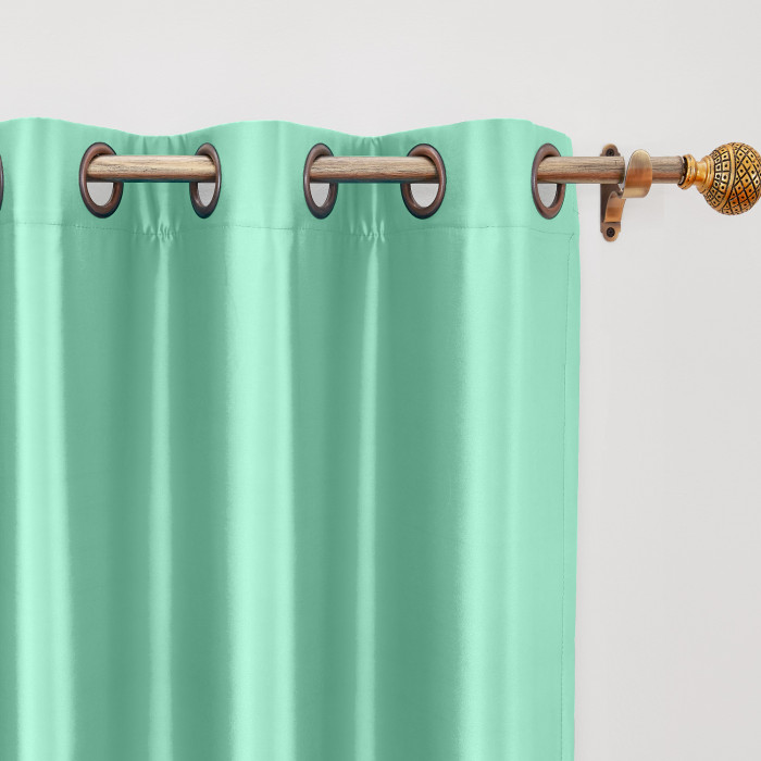 Polyester Cotton Silk Curtain Drape Panel in Antique Bronze Grommet with Blackout Lined LHZ