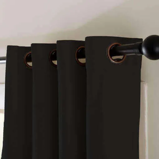 2 Toned Blackout Lined Pieced Patchwork Grommet Velvet Curtain BIRKIN