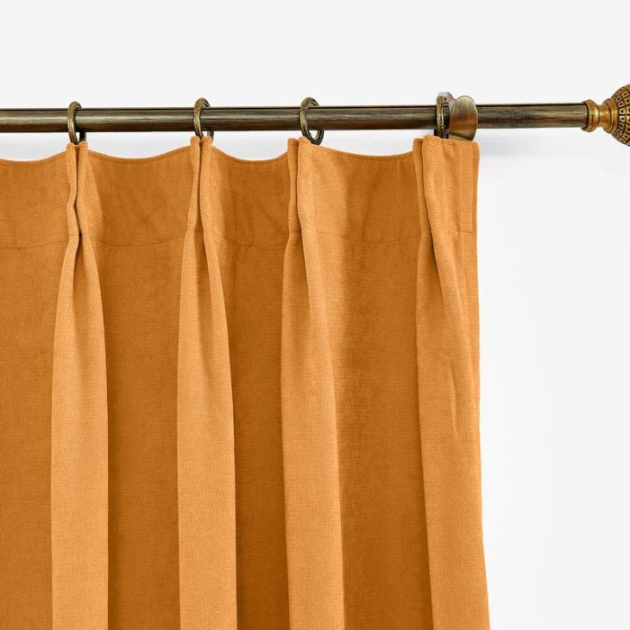 CUSTOM Kante Orange Polyester Cotton Drapery With Lining Curtains