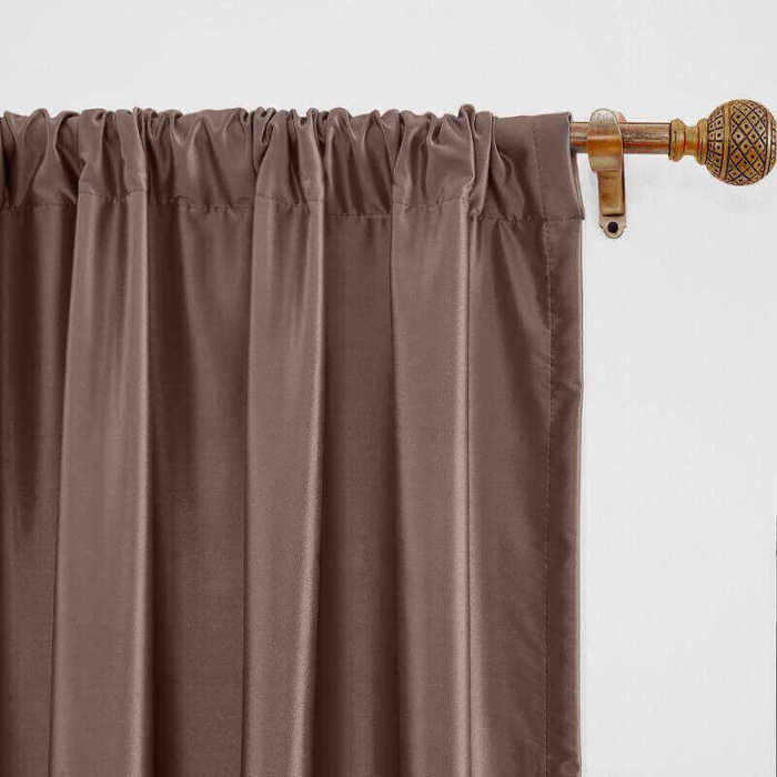 CUSTOM Lao Hang Zhou Brown Polyester Cotton Thermal Insulated Curtain