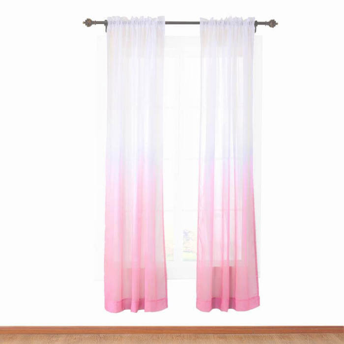 3 Inches Rod Pocket Gradient Ombre Sheer Curtain with 1 Inch Flange Tulle Gradual Sheer Drape HANNA