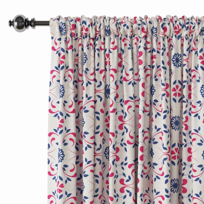 Floral Print Polyester Linen Curtain Drapery OPHELIA