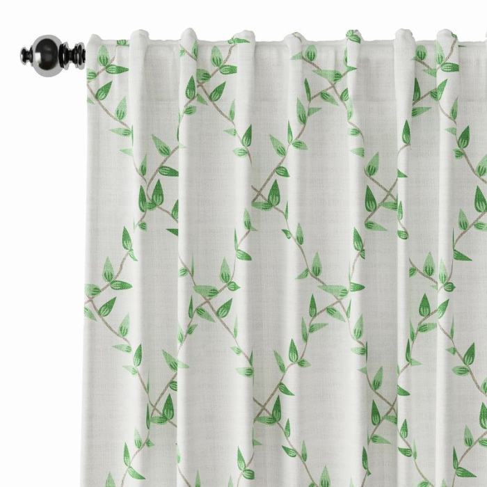 Nature Print Polyester Linen Curtain Drapery GARDEN