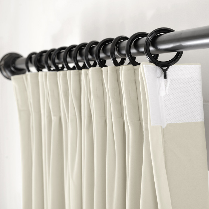 Flat Hook Velvet Curtain Drape with Blackout Lined For Track with Ring Clip or Traverse Rod and Rod with Rings Birkin