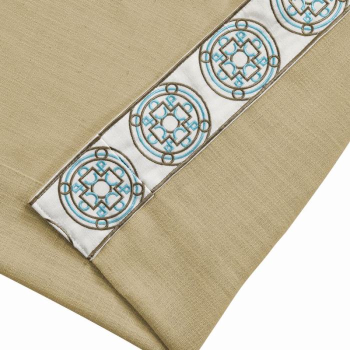 AMARA Polyester Linen Curtain Drapery With Decorative Trim Custom Sold Per Pair