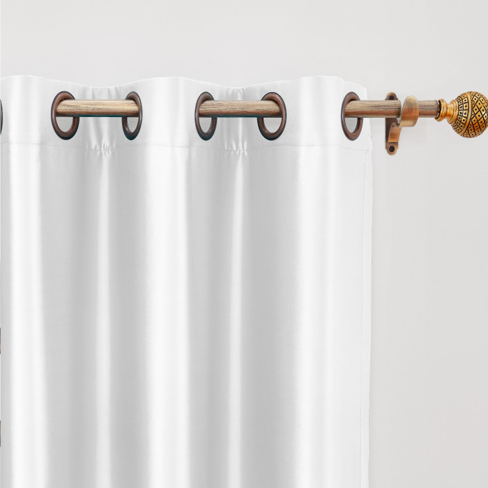 Polyester Cotton Silk Curtain Drape Panel in Antique Bronze Grommet with Blackout Lined LHZ