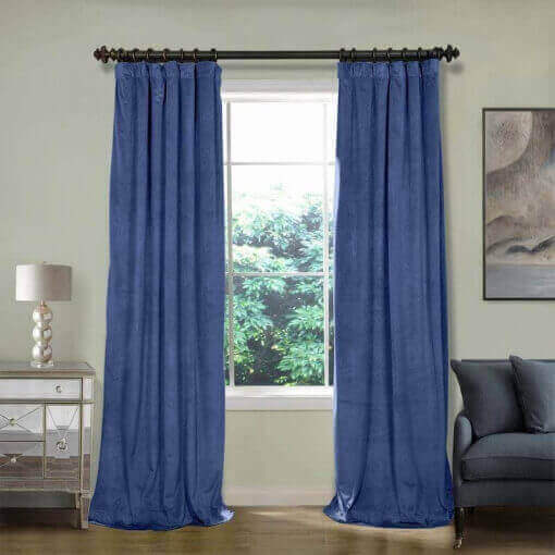 Flat Hook Velvet Curtain Drape with Blackout Lined For Track with Ring Clip or Traverse Rod and Rod with Rings Birkin