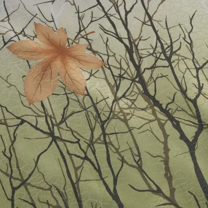 Antique Brone Grommet Maple Leaf Print Polyester With Blackout Lined Window Curtain Sofitel
