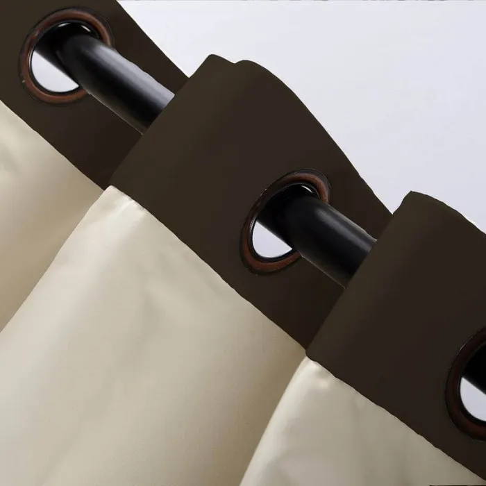 2 Toned Blackout Lined Pieced Patchwork Grommet Velvet Curtain BIRKIN