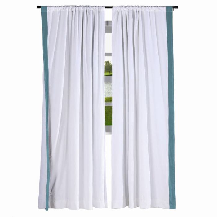 FELIX Velvet Curtain Drapery with Color Border Custom Sold Per Pair