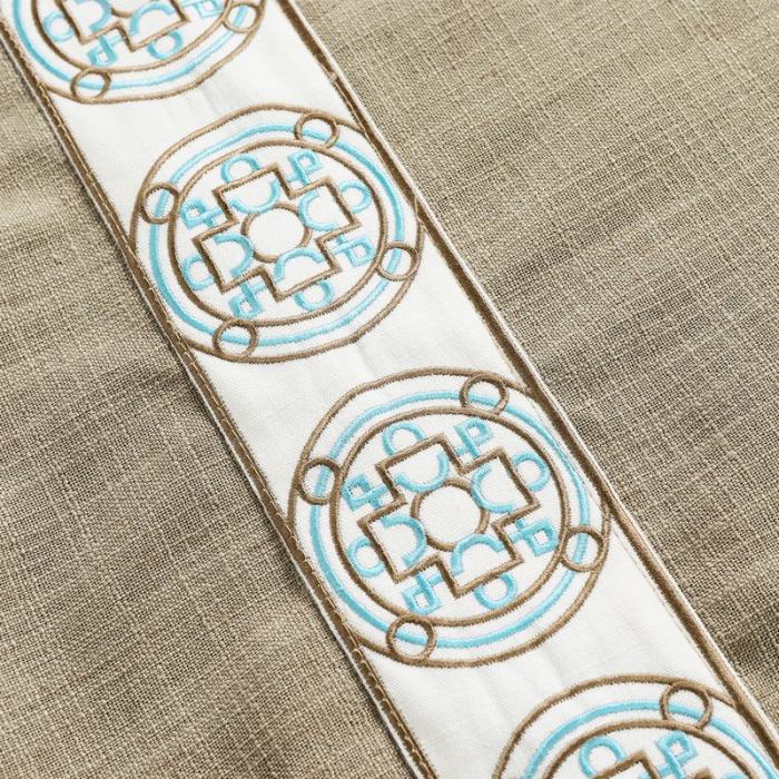 AMARA Polyester Linen Curtain Drapery With Decorative Trim Custom Sold Per Pair