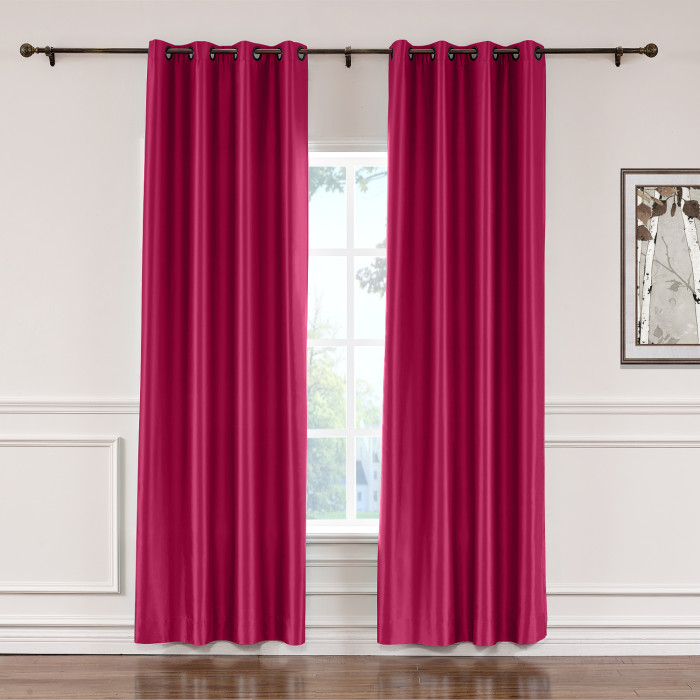 Polyester Cotton Silk Curtain Drape Panel in Antique Bronze Grommet with Blackout Lined LHZ