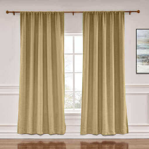 Rod Pocket Faux Linen Window Curtain with Blackout Lined LIZ