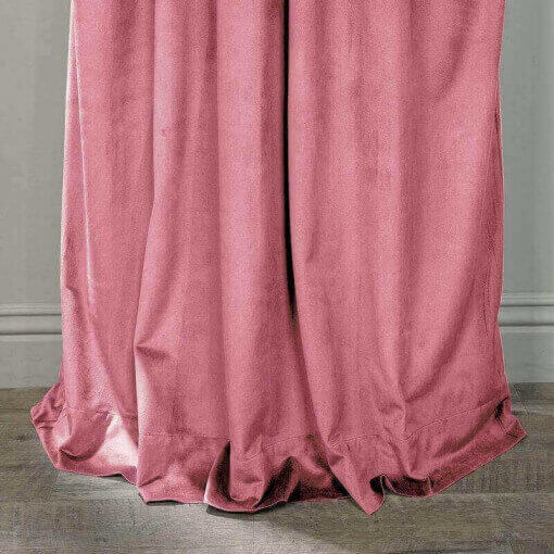 Flat Hook Velvet Curtain Drape with Blackout Lined For Track with Ring Clip or Traverse Rod and Rod with Rings Birkin
