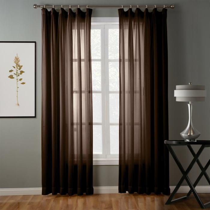 Hollow Mesh Herringbone Polyester Pinch Pleated Soft Sheer Curtain Drapery GENNY