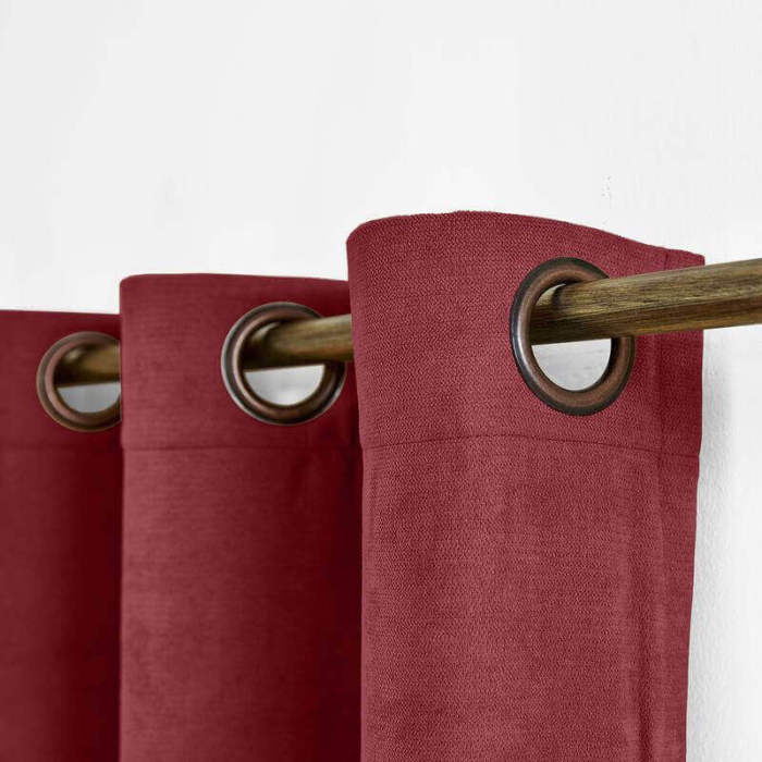 Antique Bronze Grommet Polyester Cotton Drapery With Blackout Lining Thermal Curtain Kantee