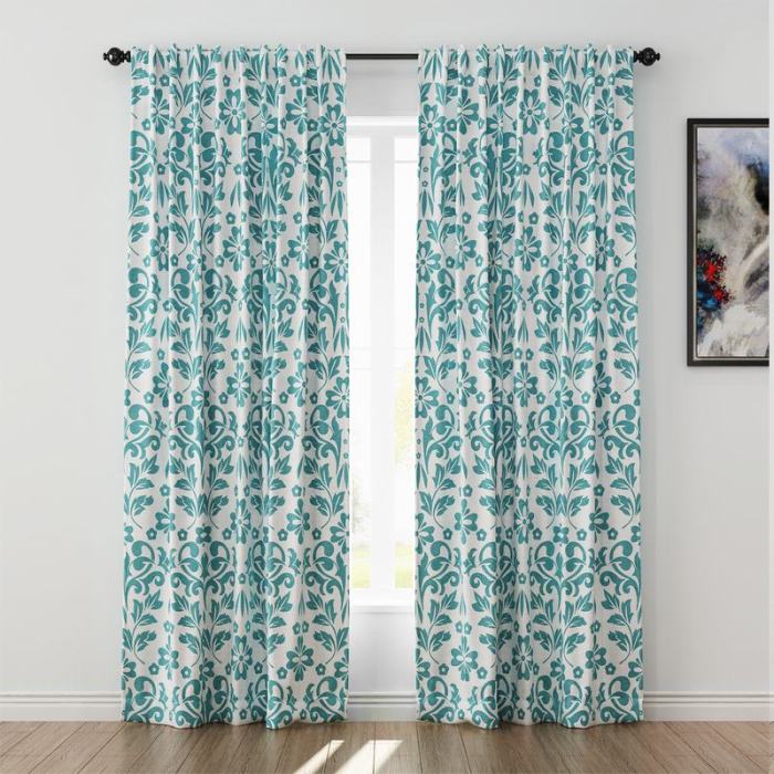 Nature Print Polyester Linen Curtain Drapery ARLO