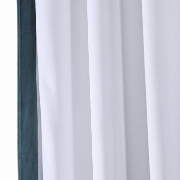 FELIX Velvet Curtain Drapery with Color Border Custom Sold Per Pair