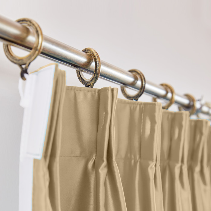 Polyester Cotton Silky Drape with Blackout Lined Pinch Pleated Window Curtain Panel LHZ