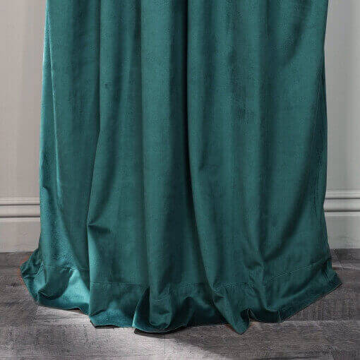 Flat Hook Velvet Curtain Drape with Blackout Lined For Track with Ring Clip or Traverse Rod and Rod with Rings Birkin