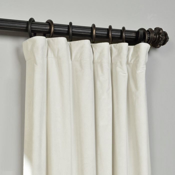 Flat Hook Velvet Curtain Drape with Blackout Lined For Track with Ring Clip or Traverse Rod and Rod with Rings Birkin