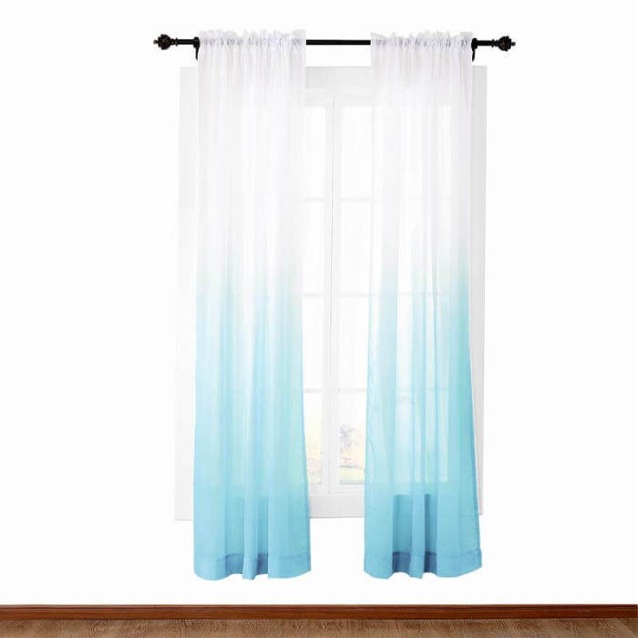 3 Inches Rod Pocket Gradient Ombre Sheer Curtain with 1 Inch Flange Tulle Gradual Sheer Drape HANNA