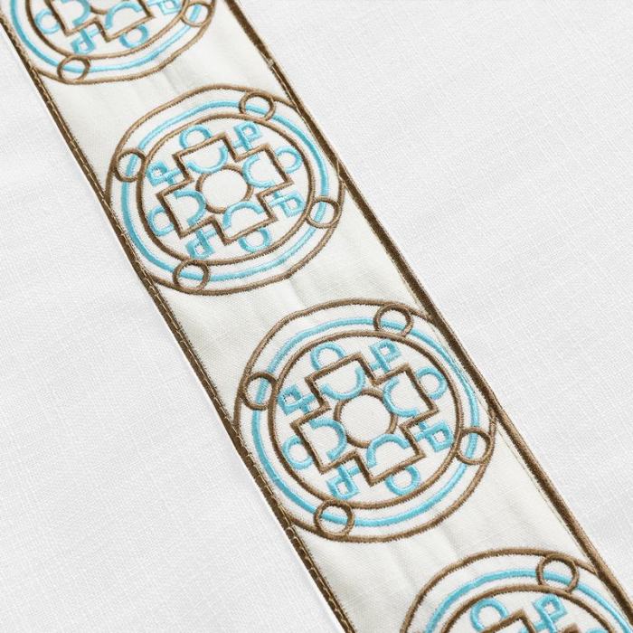 AMARA Polyester Linen Curtain Drapery With Decorative Trim Custom Sold Per Pair