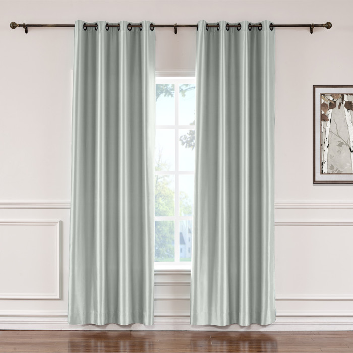 Polyester Cotton Silk Curtain Drape Panel in Antique Bronze Grommet with Blackout Lined LHZ