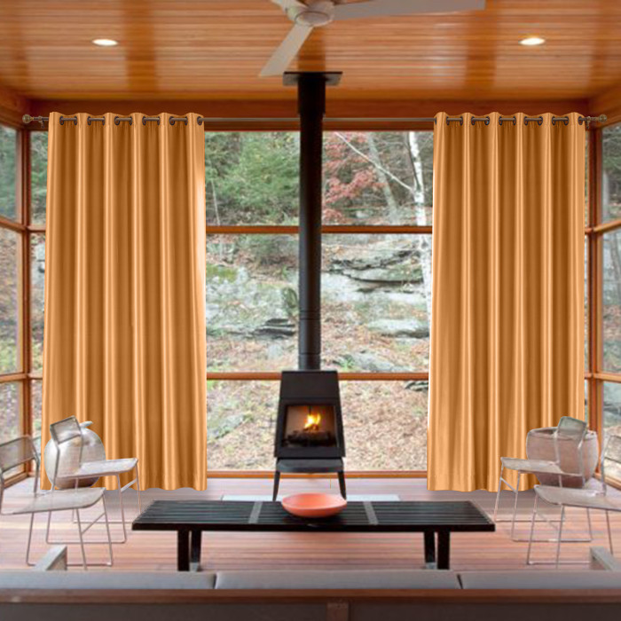 Polyester Cotton Silk Curtain Drape Panel in Antique Bronze Grommet with Blackout Lined LHZ