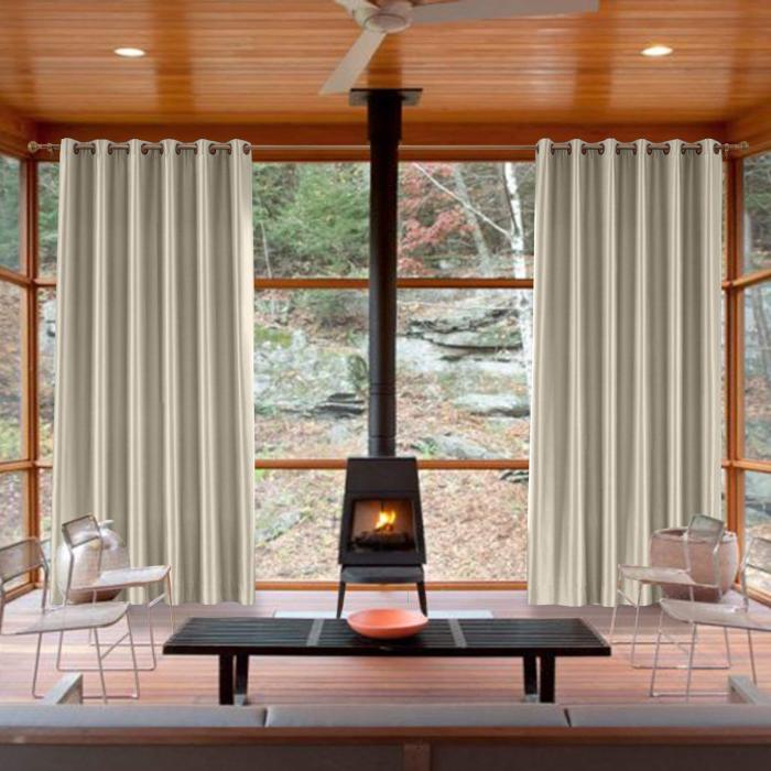 Polyester Cotton Silk Curtain Drape Panel in Antique Bronze Grommet with Blackout Lined LHZ