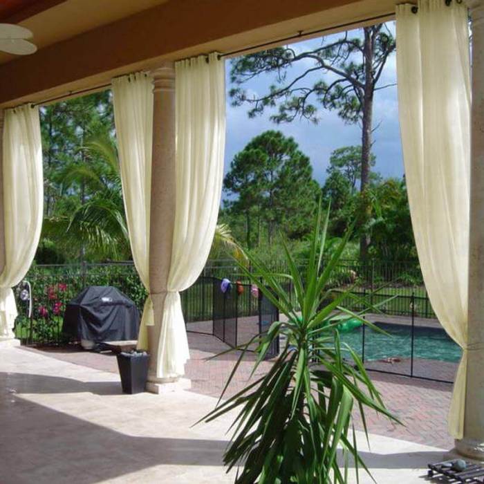 Nickel Grommet Indoor Outdoor Sheer Curtain Wide Opulent Voile Drape SCANDINA